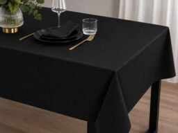 Tablecloth 100% Cotton Table Cloth (Black, 150 x 350) - Natural product, free from harmful substances, easy to clean, durable, for living room, balcony and garden