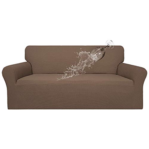Easy-Going - 100% Waterproof Double Sofa Cover Stretch Jacquard Sofa Cover Leak Proof Furniture Protector for Kids, Pets Dogs and Cats - Sofa - Brown