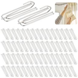 Pack of 60 Curtain Hooks Metal, Metal Curtain Hooks with 4 Prongs, Stainless Steel Folding Hooks, Clamping Hooks, Curtain Hooks for Hanging Curtain Rings Rails