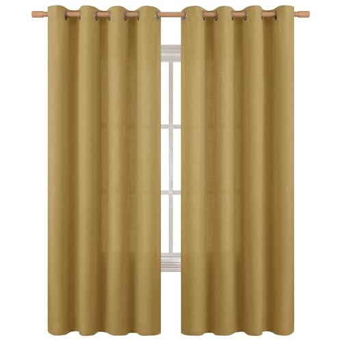 BGment Faux Linen Curtains for Living Room 84 Inch Length 2 Panels Set, Burlap Textured Thick Long Curtains Light Filtering Privacy Window Curtain Drapes with Grommet, 52 Inch Wide Each Panel, Taupe