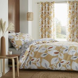 Catherine Lansfield Inga Leaf Gold Duvet Cover Set 200 x 220 + 65 x 65 (2)