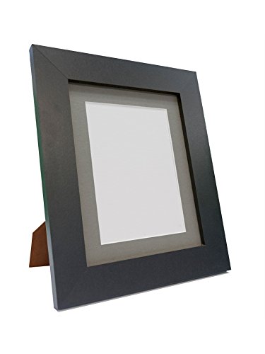 "FRAMES BY POST Metro Black Photo Picture Poster Frame with Dark Grey Mount 12"" x 12"" For Pic Size 8"" x 8"""