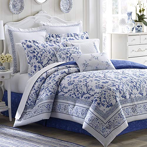 Laura Ashley Charlotte Bedding Sets, Cotton, Blue, King