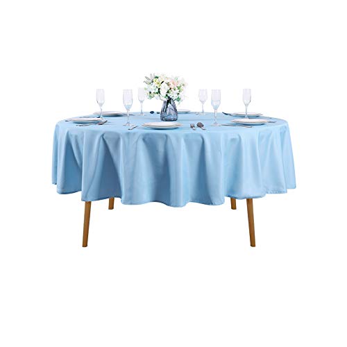 Cupuamon 90 inch Round Tablecloth Washable Polyester Table Cloth Decorative Table Cover for Wedding Party Dining Banquet???90 inch,Blue Mist???