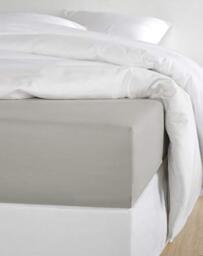 De Witte Lietaer OLIVIA Quality Satin Fitted Sheet, Pre-Imitated Cotton, Light Grey/Dove, 160 x 200 cm, H30 cm