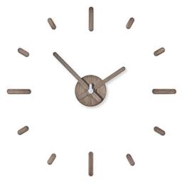 PRESENTIME & Co 3D Large Frameless DIY Wall Clock 3D Stickers for Modern Office/Home Decoration, Light Gray Oak Style, 2nd Gen, 12 pcs Hour Markers