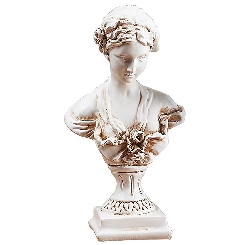 8.6 Inch Greek Statue of Venus Goddess, Classic Roman Greek Mythology Head Bust Statue Resin Sculpture Figurines for Home Coffee Table Office Living Room Bookshelf Art Decor Sketch Practice (Antique)