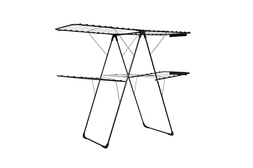 Hills Premium 2 Tier Clothes Airer ??? powder???coated steel drying rack, compact footprint, Black