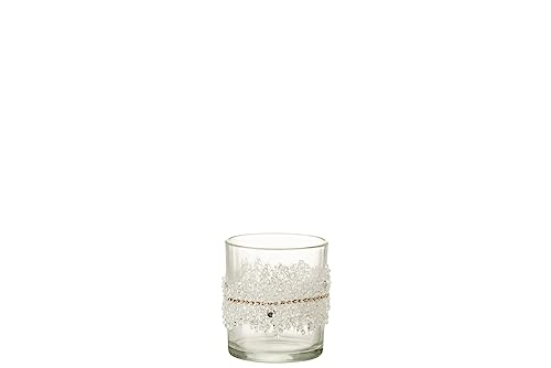 Glass Diamond Lines Glass Tealight Holder Transparent Small