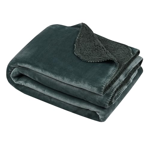STOF - Plaid - Size 180 x 220 cm - 100% Polyester - Jade Colour - Michigan Model - Blanket - Soft Warm Comfortable, Plain