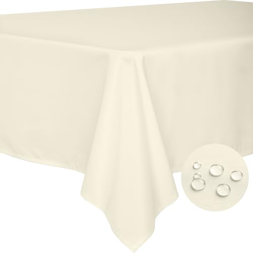 BYDOLL Table Cloth Beige 60x102 Inch Tablecloth for 6 Foot Rectangle Tables Outdoor Washable Wrinkle Free and Spillproof Polyester Tablecloth for Festival Camping Picnic Party Cover