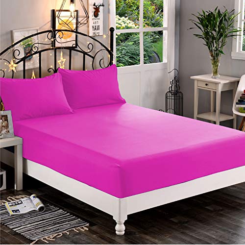 Elegant Comfort 1500 Premium Hotel Quality 1-Piece Fitted Sheet, Softest Quality Microfiber - Deep Pocket up to 16 inch, Wrinkle and Fade Resistant, Full, Hot Pink