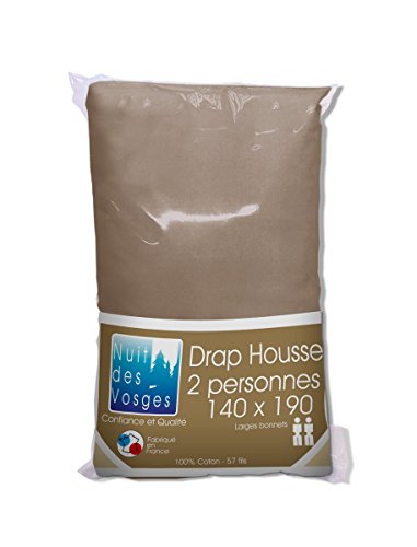Nuit des Vosges Cotoval Plain Cotton Fitted Sheet for Adjustable Beds, Cotton, Canelle, 140x190