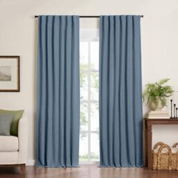 "Elrene Home Fashions Harrow Solid Texture Blackout Single Window Curtain Panel, 52""x84"", Blue"