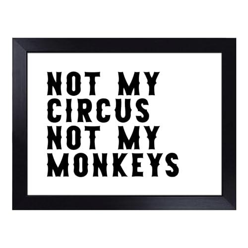 Lap Tray with Bean Bag Cushion, Not My Circus Not My Monkeys Typography - Handmade in the UK, Raised Wooden Edge, Padded Cushion, Heat-Resistant Wipe-Clean Surface, for Meals, Laptops and Crafts