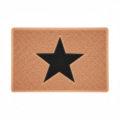 Nicoman STAR Door Mat|Entrance Barrier Dirt-Trapper Floor Mat|Patio Garden Conservatory Doormat|Indoor Outdoor Matt|Beige with Brown Star, 60x40cm