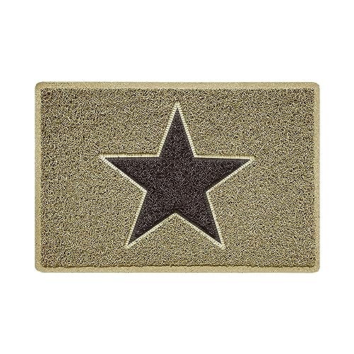 Nicoman STAR Door Mat|Entrance Barrier Dirt-Trapper Floor Mat|Patio Garden Conservatory Doormat|Indoor Outdoor Matt|Beige with Brown Star, 60x40cm