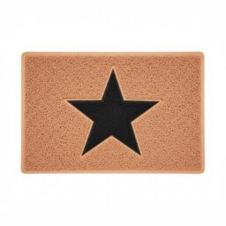 Nicoman STAR Door Mat｜Entrance Barrier Dirt-Trapper Floor Mat｜Patio Garden Conservatory Doormat｜Indoor Outdoor Matt｜Beige with Brown Star, 60x40cm