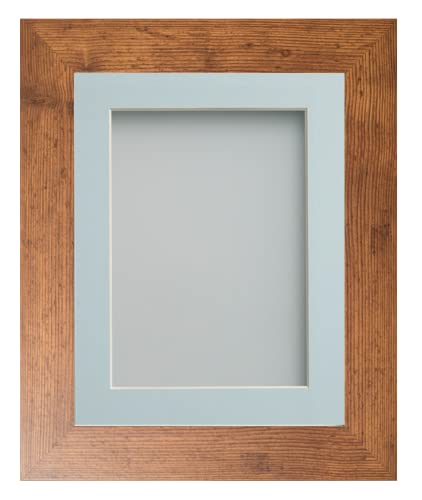 Frame Company Watson Rustic Picture Photo Frame fitted with Perspex, 6x4 inch with Light Blue Mount for image size 5x3 inch