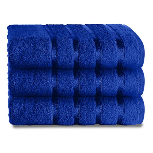 GC GAVENO CAVAILIA Luxury 100% Combed Cotton Set, Ultra Soft and Highly Absorbent Bathroom Towels, Blue, 3PK Kensington Bath Sheet