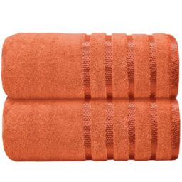Casabella Luxury Bath sheets 90x180 cm 100% Cotton - Pack of 2 Bath Towels Large Set Clearance - Soft Highly Absorbent Bathroom Towels - Orange Bath Sets