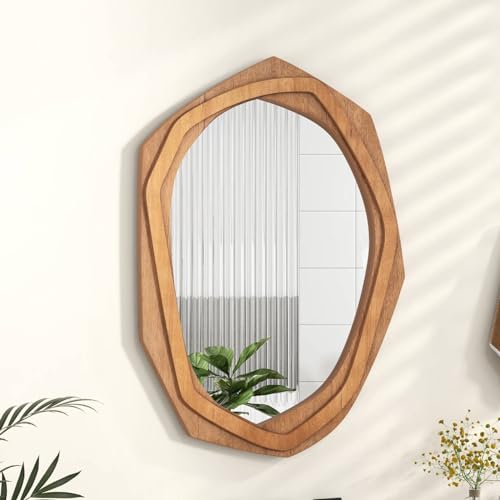RELAX4LIFE Decorative Wall Mirror, 89 x 66cm Wall Mounted Hanging Mirror, Irregular Framed Accent Vanity Mirror for Living Room, Bedroom, Bathroom, and Hallway