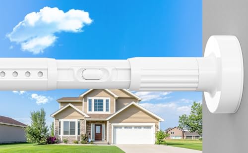 ZYKORT Tension Curtain Rod 39-86 In (3.3-7Ft), Long Curtain Rods No Drilling for Windows, Shower Curtain Rod for Bathroom, One-Click Extension Rod, Outdoor Curtain Rods for Patio, Never Rust, White