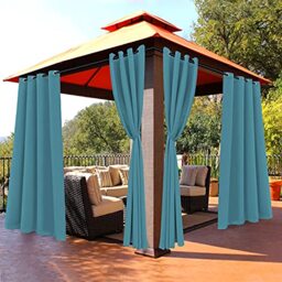 BONZER Outdoor Curtains for Patio Waterproof Light Blocking Privacy - Weather Resistant Grommet Blackout Curtains for Gazebo, Porch, Pergola, Cabana, Deck, Sunroom, 1 Panel, 52W x 84L inch, Teal