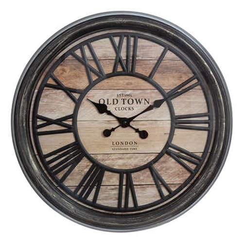 WELL HOME MOBILIARIO & DECORACIÓN Decorative Embossed Clock in Plastic 49 x Pr. 5.5cm, Glass, Brown, cm