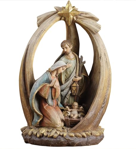 "Napco Imports 12"" Holy Family with Star of Bethlehem Christmas Nativity Decorative Figurine"