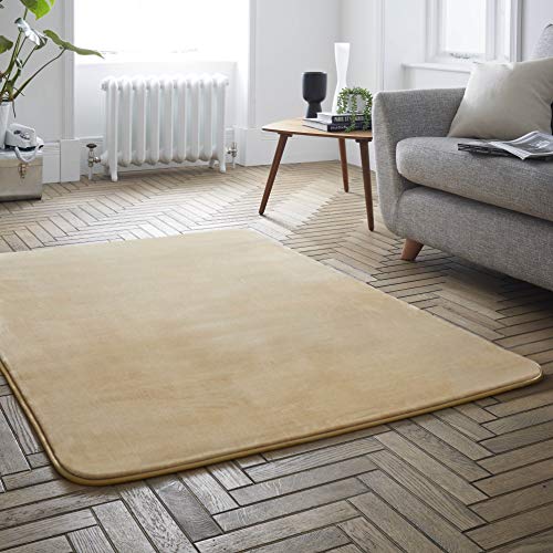GC GAVENO CAVAILIA Extra Soft & Fluffy Velvet Touch, Non Slip Shiny Bedroom Mat Rug for Comfortable Living & Bed Rooms, Natural Home Décor Carpet, Gold, (120x170), 100% Polyester, King