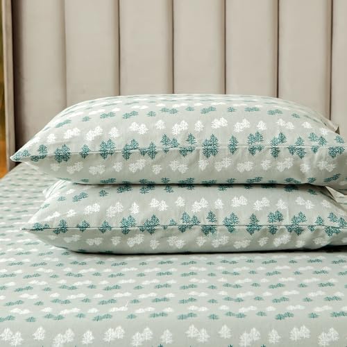 Elegant Comfort Ultra Soft 4-Piece 100% Turkish Cotton Flannel Sheet Set - Holiday Christmas Flannel Sheets, Warm and Cozy Premium Quality, Deep Pocket Fitted Sheet- Queen, Double Tree