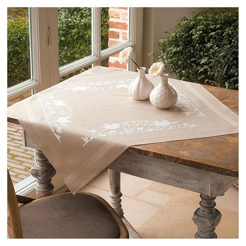 "Vervaco ""White Silhouette Table Cloth Embroidery, 100 Percent Cotton, Multi-Colour"