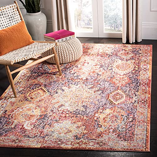 Safavieh Trendy New Transitional Indoor Woven Rectangle Area Rug, Bristol Collection, BTL340, in Rust / Lavender, 183 X 274 cm for Living Room, Bedroom or Any Indoor Space