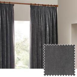 Yard Heavy Chenille Pencil Pleat Curtain Pair (Charcoal, 168 x 137 cm)