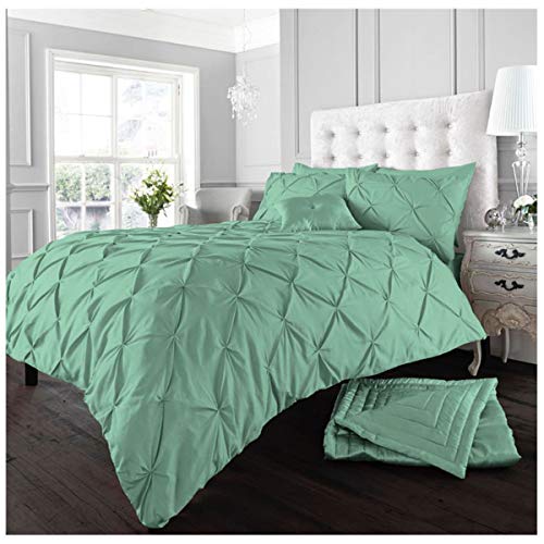 GC GAVENO CAVAILIA Luxury Pintuck Duvet Cover Single, Polycotton Pinch Pleat Bedding Sets, Washable Quilt Covers With Pillow Case Peppermint
