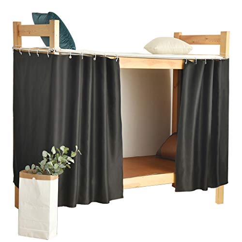 Teanea Heavy-Duty Blackout Bottom Bunk Bed Curtains Privacy Canopy Twin Size for Home Dorm, 2 Panels, Black