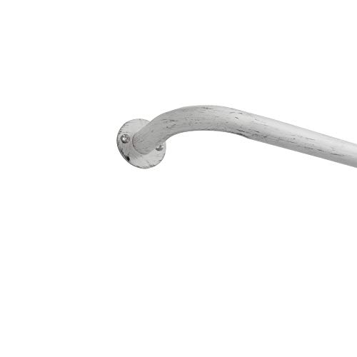 Exclusive Home Curtains Rod and Finial Set, Iron, Distressed White, 36-72