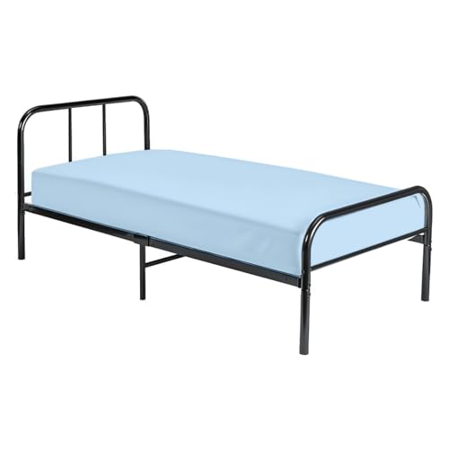 Cot Fitted Sheet 33 x 75, 100% Egyptian Cotton, Light Blue - 1 PC Cot Size Bottom Sheet Only, Perfect for Narrow Twin, Camp Bunk, Army Cots, Trifold Mattress, Guest Bed Replacement