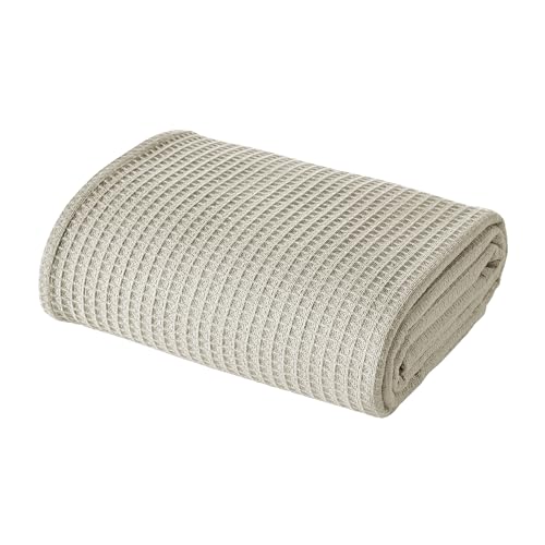 Modern Threads 100% Cotton Waffle Thermal Blanket, Oatmeal, Twin/Twin XL