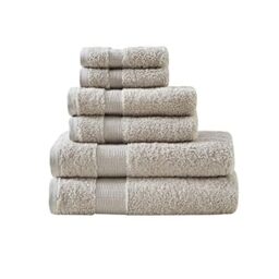 Madison Park SIGNATURE Luce 100% Egyptian Cotton Luxurious Bath Towel Set, Silky Soft, Highly Absorbent, Premium Spa Quality, Multi-Sizes, Sand 6 Piece