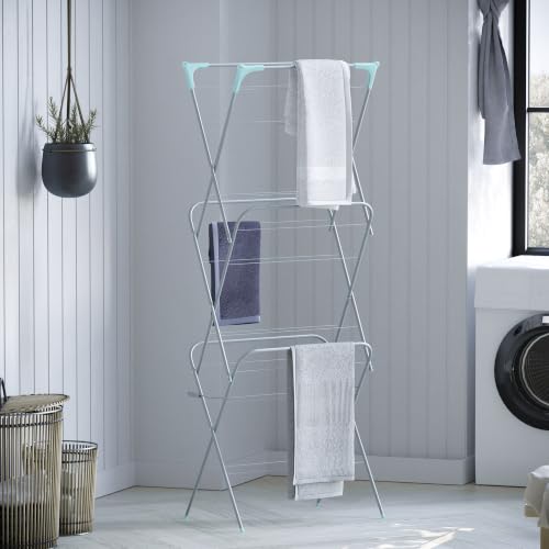 Home Vida Clothes Drying Rack - Foldable 3 Tier Clothes Airer with 14m Drying Space, Foldable Design, Indoor/Outdoor Use, Silver