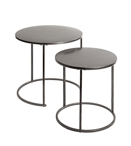 HAKU Side Table 2-Piece Set, round, Anthracite Metal, Small Coffee Table ??? Dimensions: H 43/48 x ?? 40/50 cm Style: Urban Collective