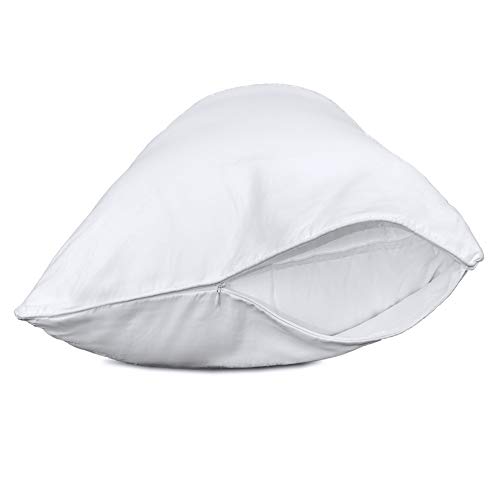 Precoco Queen Pillow Cases Set of 2 - 100% Cotton White Pillowcases Queen Size with 600 Threads - Stable Pillow Covers with Zipper Hidden for Hotel Quality, 20x30