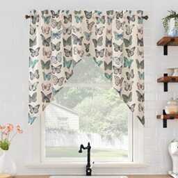"No. 918 Magdalena Crushed Sheer Voile Rod Pocket Kitchen Curtain Swag Pair, 56"" x 38"", Blue"