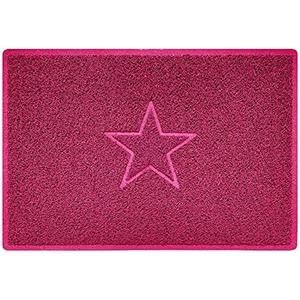 Nicoman Star Shape Embossed Entrance Door Mat Non Slip Dirt Trapper PVC Spaghetti Mat with Rubber Base, Jet Washable Quick Drying Doormat Indoor or Outdoor - (Large, Pink, 90 x 60cm)