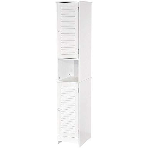 Bath Vida Liano Freestanding 2 Door Tall Storage Cabinet, White