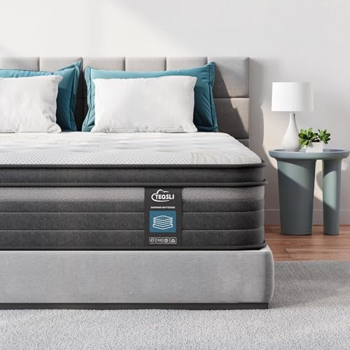 TeQsli Individually Pocket Sprung Small Double Mattress 4FT with Soft Fabric, 10 Inch Hybrid Mattress Small Double for Pressure & Back Pain Relief, Medium Firm Mattress in a Box-120x190x25cm