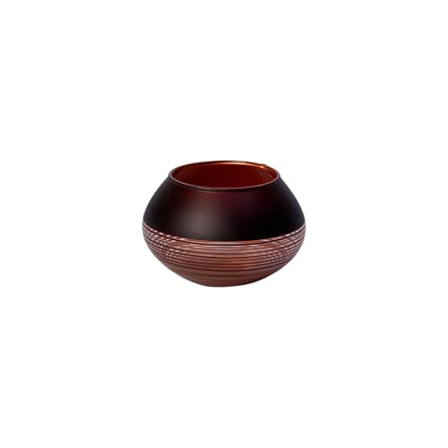 Villeroy & Boch Manufacture Swirl Tea Light Holder, 7 cm, Crystal, Black/Bronze