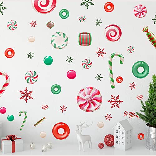 WALPLUS Christmas Combo Decorations Wall Stickers Christmas Candy and Snowflakes Wall Art Window Display Clings Display Decals Living Room Sale Clearance Home Living Room Bedroom DIY Gift